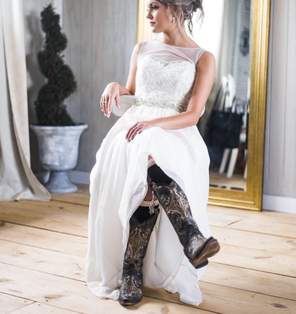 cowgirl boots with wedding dress